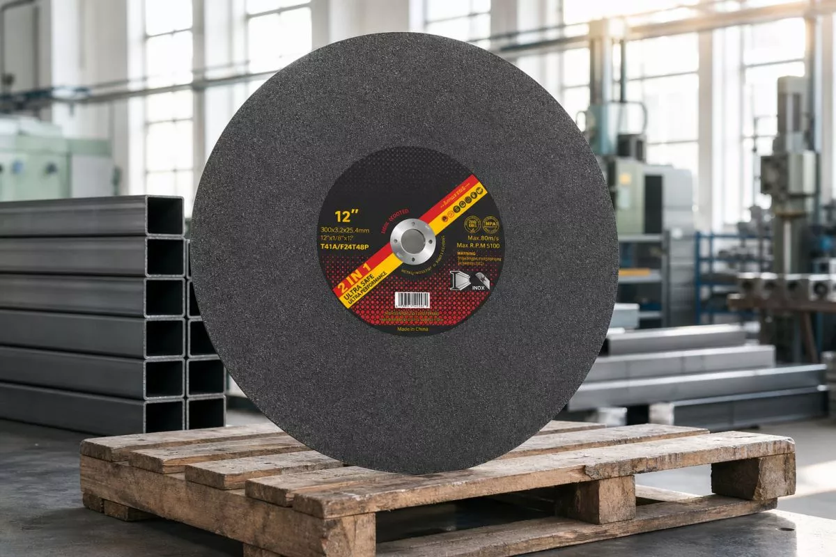 Heavy duty 300mm cut off wheel 3.2mm prepared on an industrial pallet for large scale supply